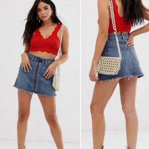 We The Free| Free People Jean Zip Up Mini Skirt Extra Small 25